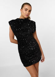 Robe mini à paillettes femme – Épaules structurées & éclat glamour | Jules Jij