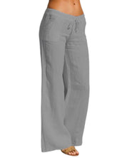 Pantalon femme en lin – coupe ample & taille élastique confortable