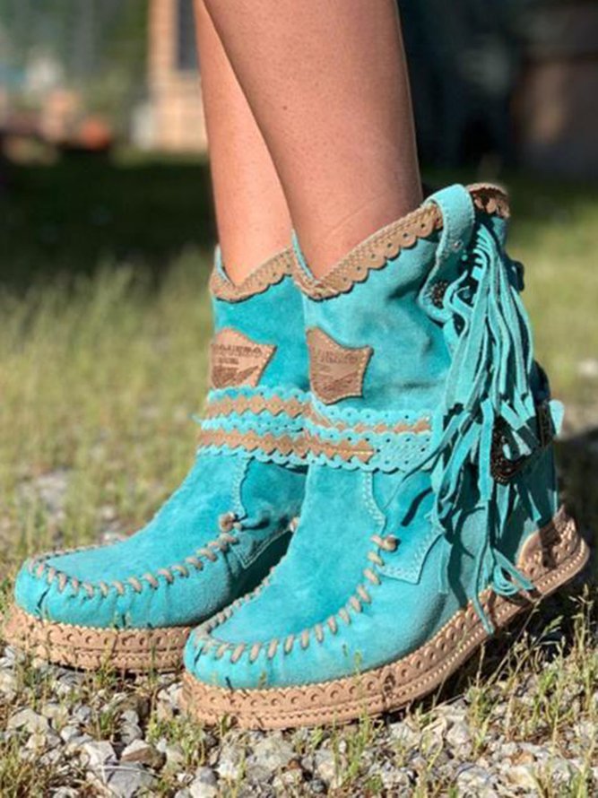 Bottes Western Femme Boho – Suède À Franges & Confort Urbain