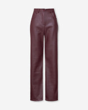 Pantalon cuir femme petite – straight leg PU bordeaux élégant & tendance