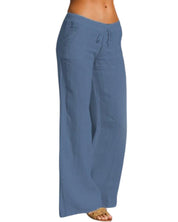 Pantalon femme en lin – coupe ample & taille élastique confortable