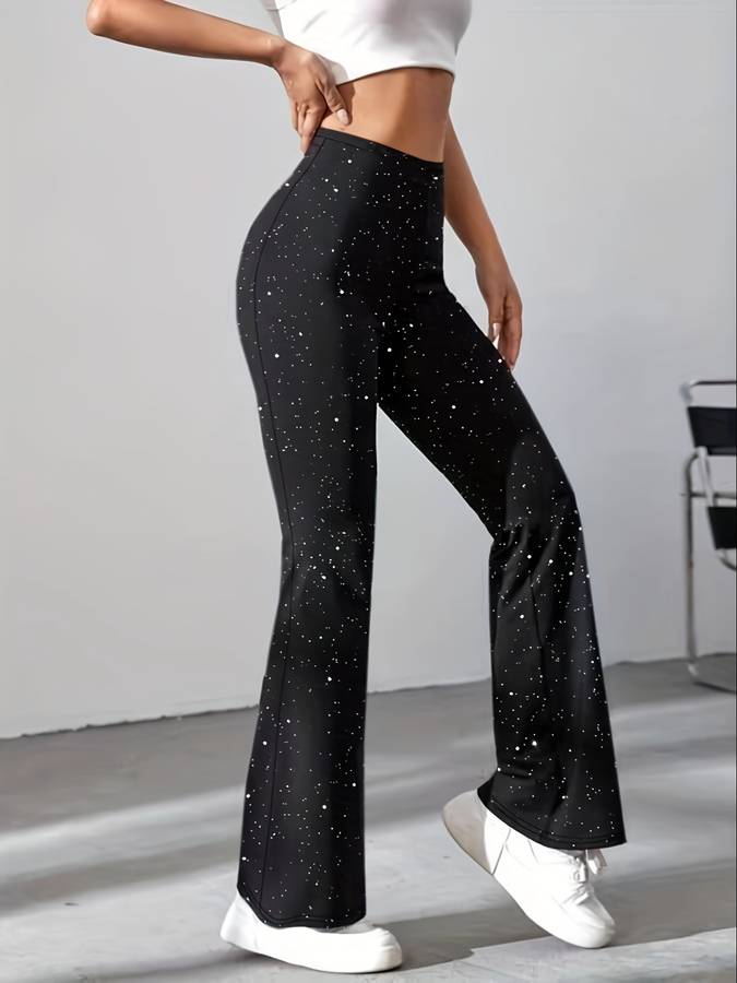 Pantalon flare pailleté femme – pantalon évasé glamour & élégant soirée