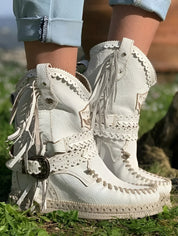 Bottes Western Femme Boho – Suède À Franges & Confort Urbain