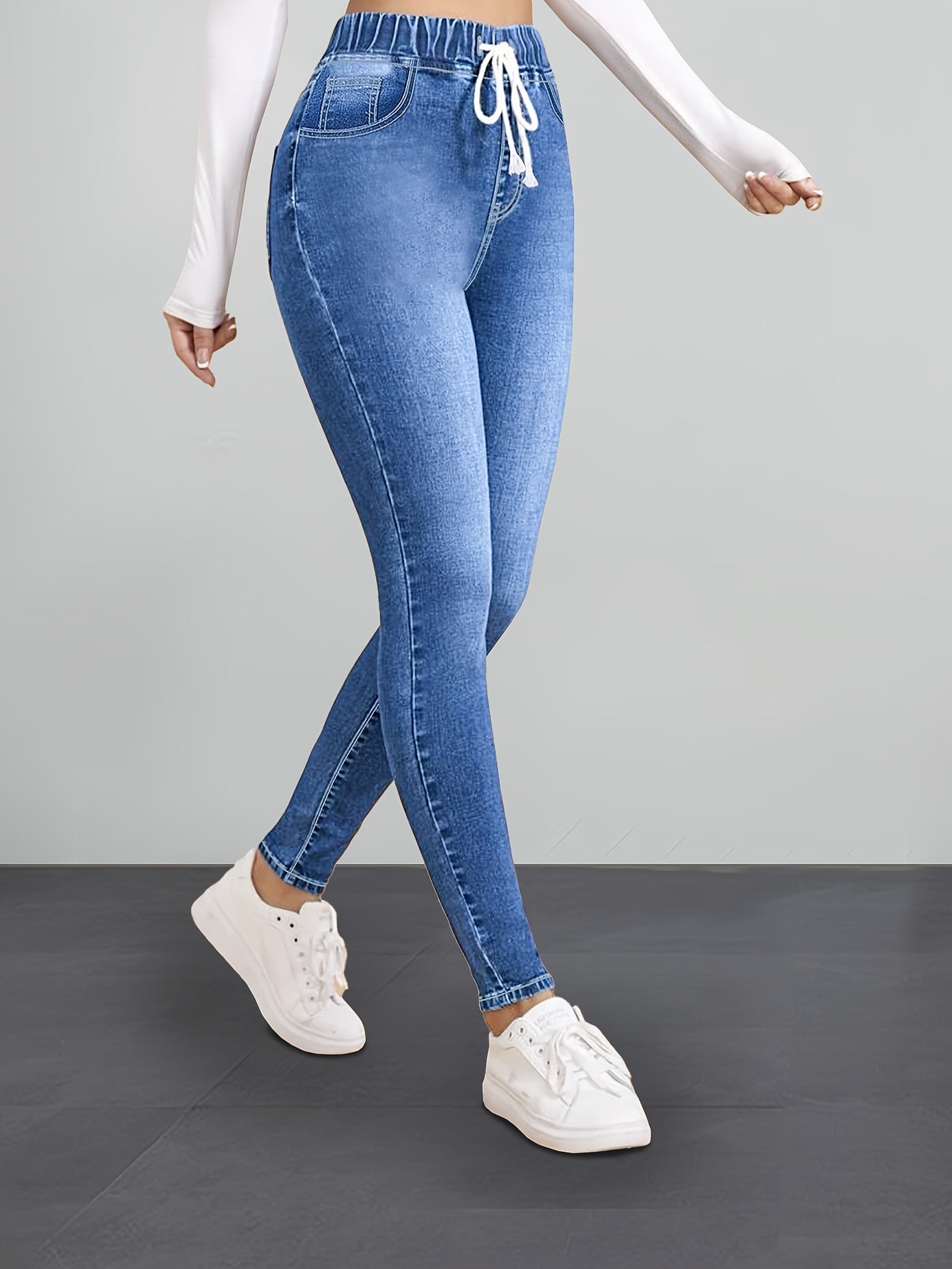 Jegging stretch denim slim fit — taille élastique & aspect jean