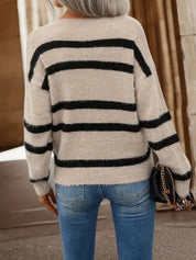 Pull femme rayé Marla – pull doux en maille avec coupe décontractée automne