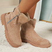 Bottines femme – bottes chaudes à doublure peluche & semelle plateforme zippée