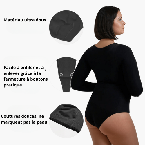 Body gainant manches longues femme – shapewear sculptant invisible & confortable