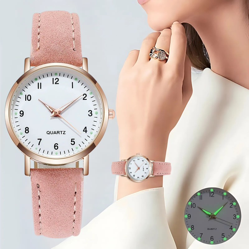 Montre femme Vale en cuir rosé doré – Élégante et intemporelle