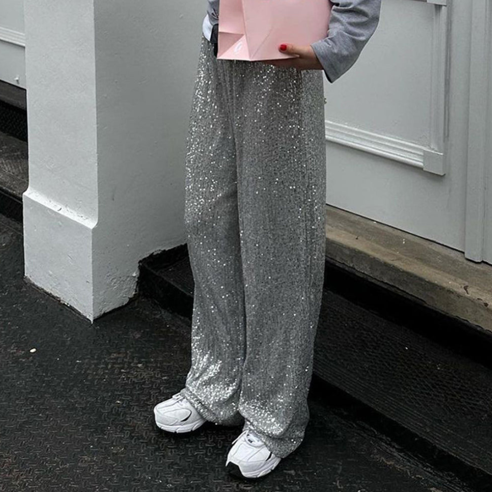 Pantalon Large Femme à Paillettes – Élégant, Chic & Parfait pour les Soirées