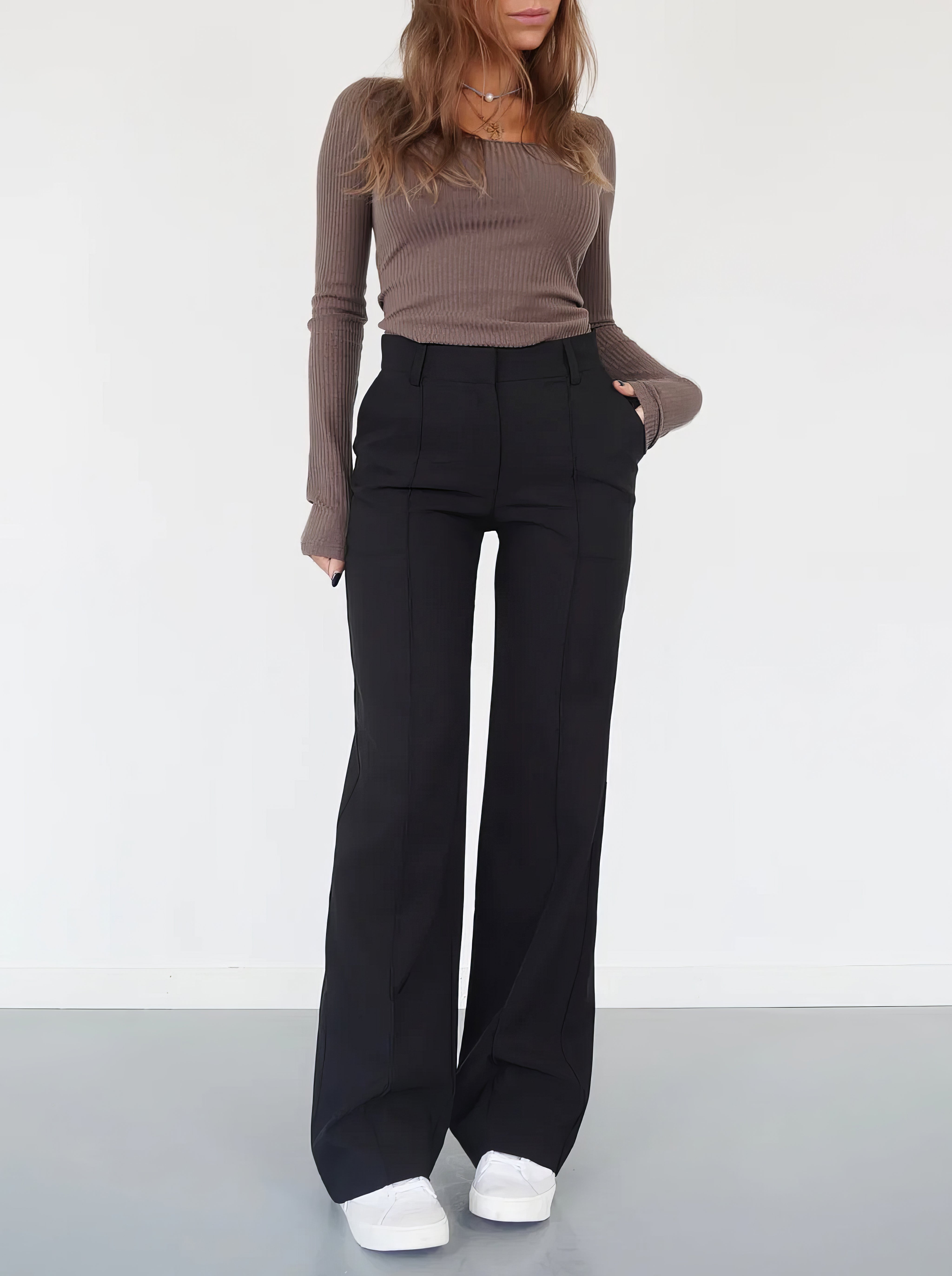 Pantalon femme Beau – taille haute à jambes droites & coupe élégante intemporelle