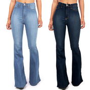 Jean flare taille haute stretch – coupe rétro bell-bottom élégante