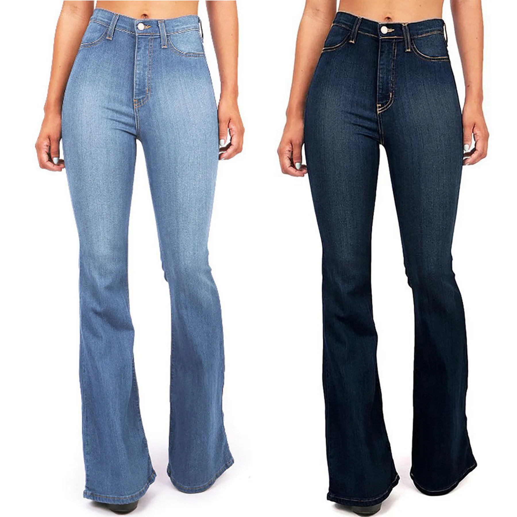 Jean flare taille haute stretch – coupe rétro bell-bottom élégante