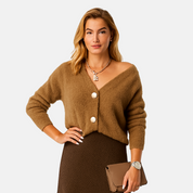 cardigan femme TWINKS – gilet maille douce, col V & boutons oversize mode