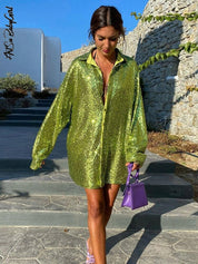 Blouse Femme GlitteryDress – Oversize Brillante & Tendance Confortable