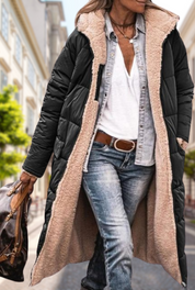 Manteau femme Camila réversible – Hiver chic avec capuche et isolation chaude