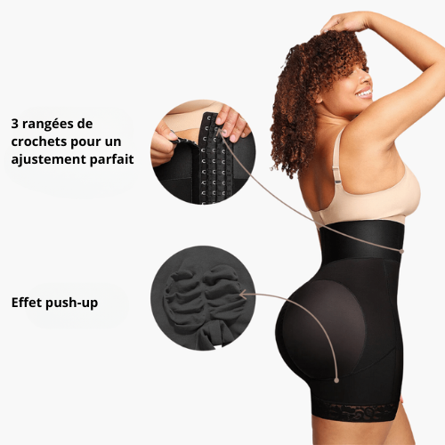 Short gainant taille haute – shapewear réglable avec 3 niveaux de compression