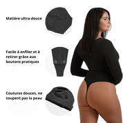 Body gainant string manches longues – shapewear sculptant invisible & élégant