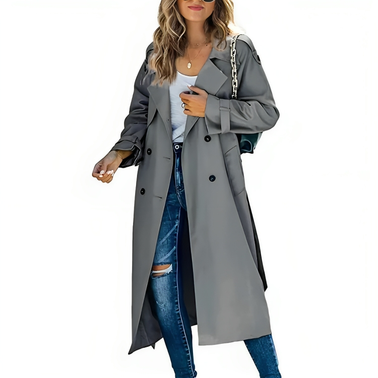 Trench-Coat Élégant pour Femme – Veste Coupe-Vent Chic & Intemporelle