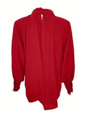 Blouse élégante femme à nœud col & volants – Tissu fluide chic intemporel