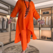 Ensemble femme deux pièces Marie – set confortable chic avec design patchwork