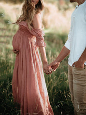 Robe de Grossesse ANNE-ELISE – Off-Shoulder Fluide & Coupe Mécoulante