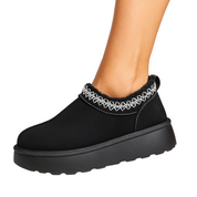 Chaussons chauds femme – pantoufles camel doublées polaire & détails tricotés