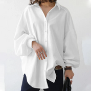 Alfreda | Blouse oversize femme – Chemise boutonnée intemporelle