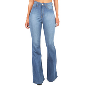 Jean flare taille haute stretch – coupe rétro bell-bottom élégante