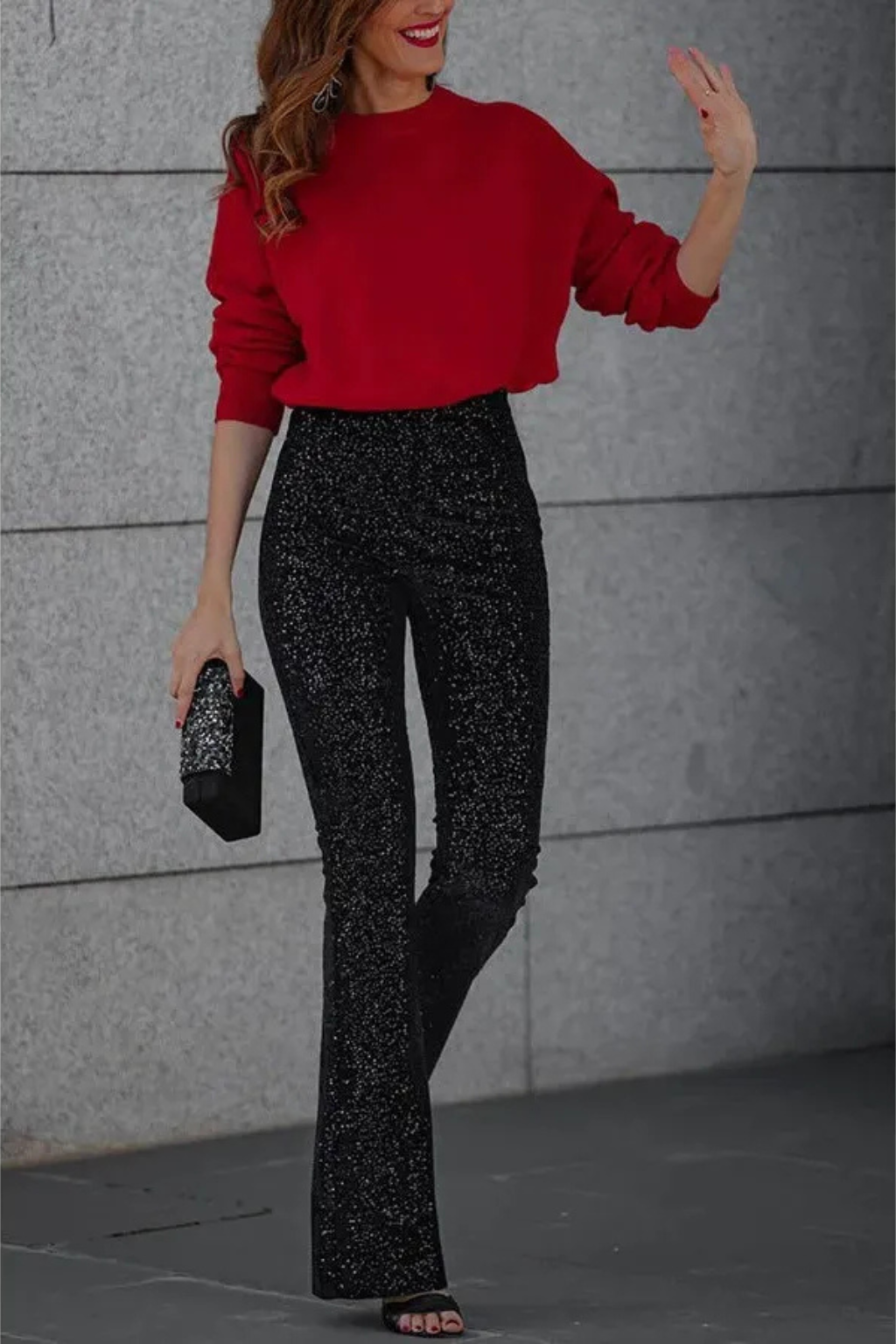 Pantalon femme Noa flare à paillettes – Glamour et festif