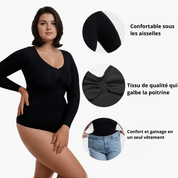Body gainant manches longues femme – shapewear sculptant invisible & confortable