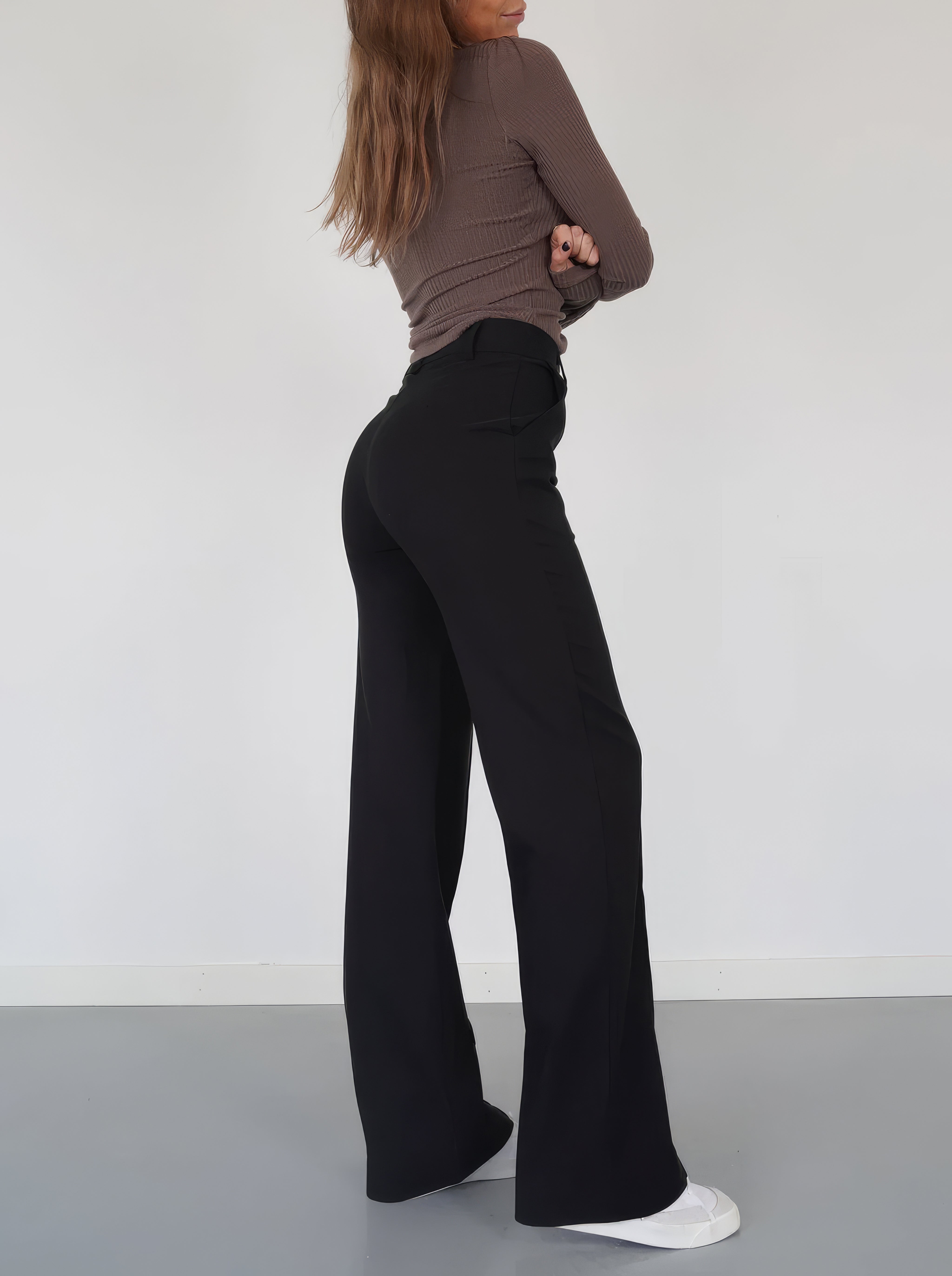 Pantalon femme Beau – taille haute à jambes droites & coupe élégante intemporelle