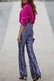 Pantalon femme Noa flare à paillettes – Glamour et festif