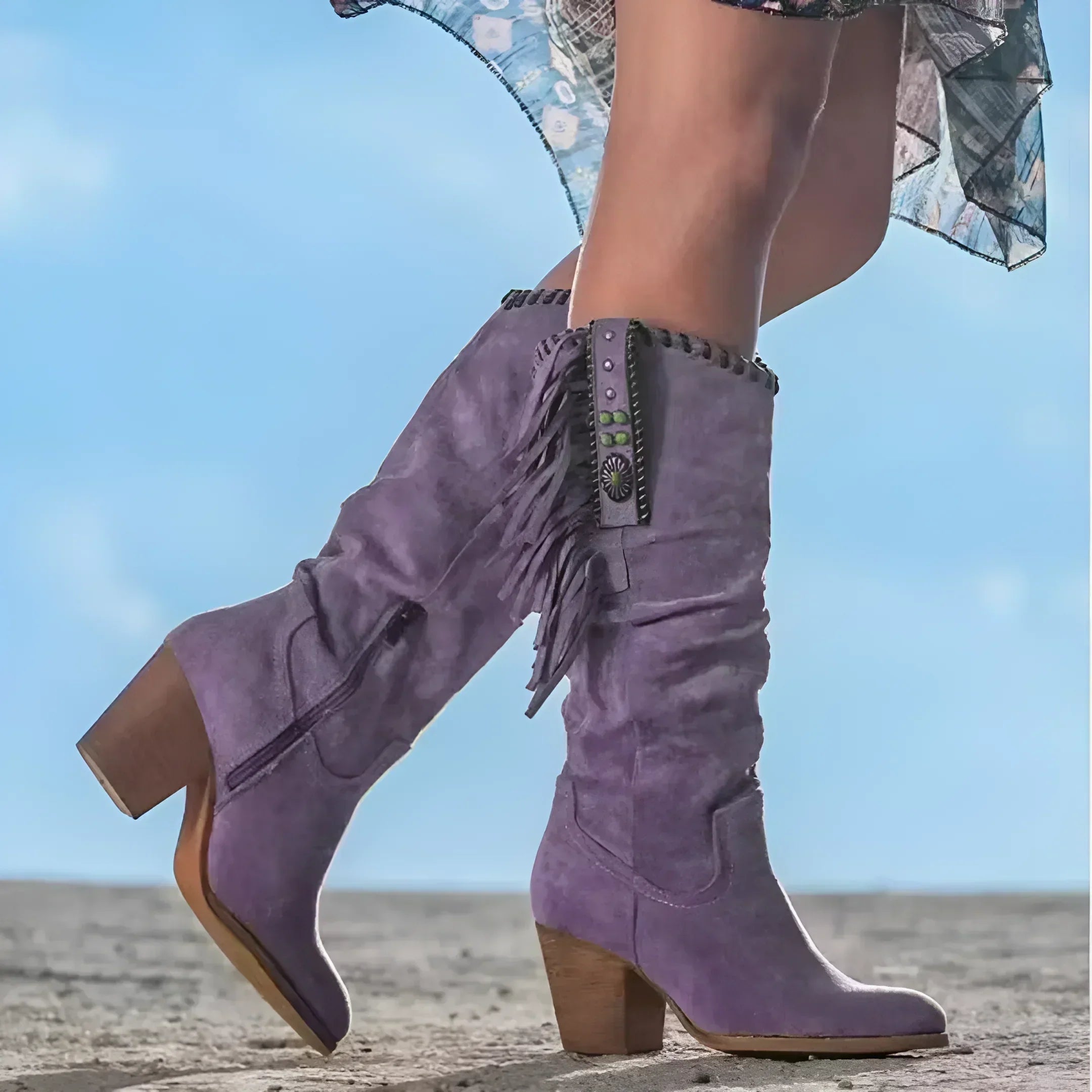 Bottes cow-girl “Mara” en cuir véritable – western chic & confort durable