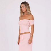 Top off-shoulder femme Jolina – coupe ajustée couleur baies