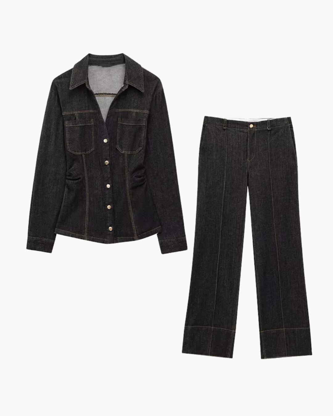 Ensemble Chic en Denim pour Femme – Veste & Pantalon au Design Intemporel