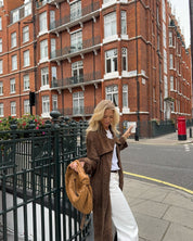 Trench faux-suède Paris oversize à ceinture — manteau long élégant