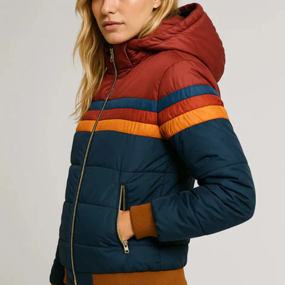 parka femme Puck – doudoune imperméable avec bande rétro & coupe moderne