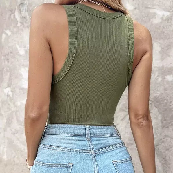 Débardeur côtelé stretch Liora femme – top basique ajusté