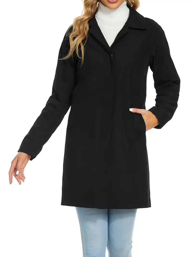 Trench long femme Amara – Ceinturé en coton-polyester | Élégance intemporelle