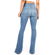 Jean flare taille haute stretch – coupe rétro bell-bottom élégante