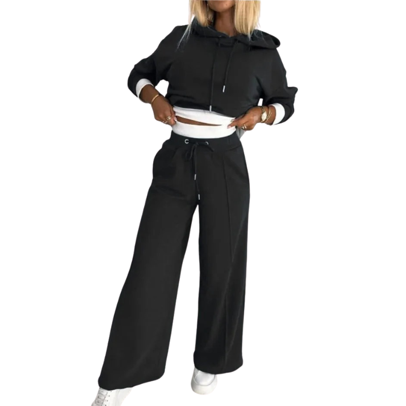 ensemble lounge femme DELMA – hoodie & pantalon relaxed à capuche tendance