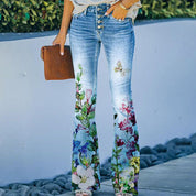 Jean Femme Flare – Taille Haute 4 Boutons avec Design Classique 5 Poches