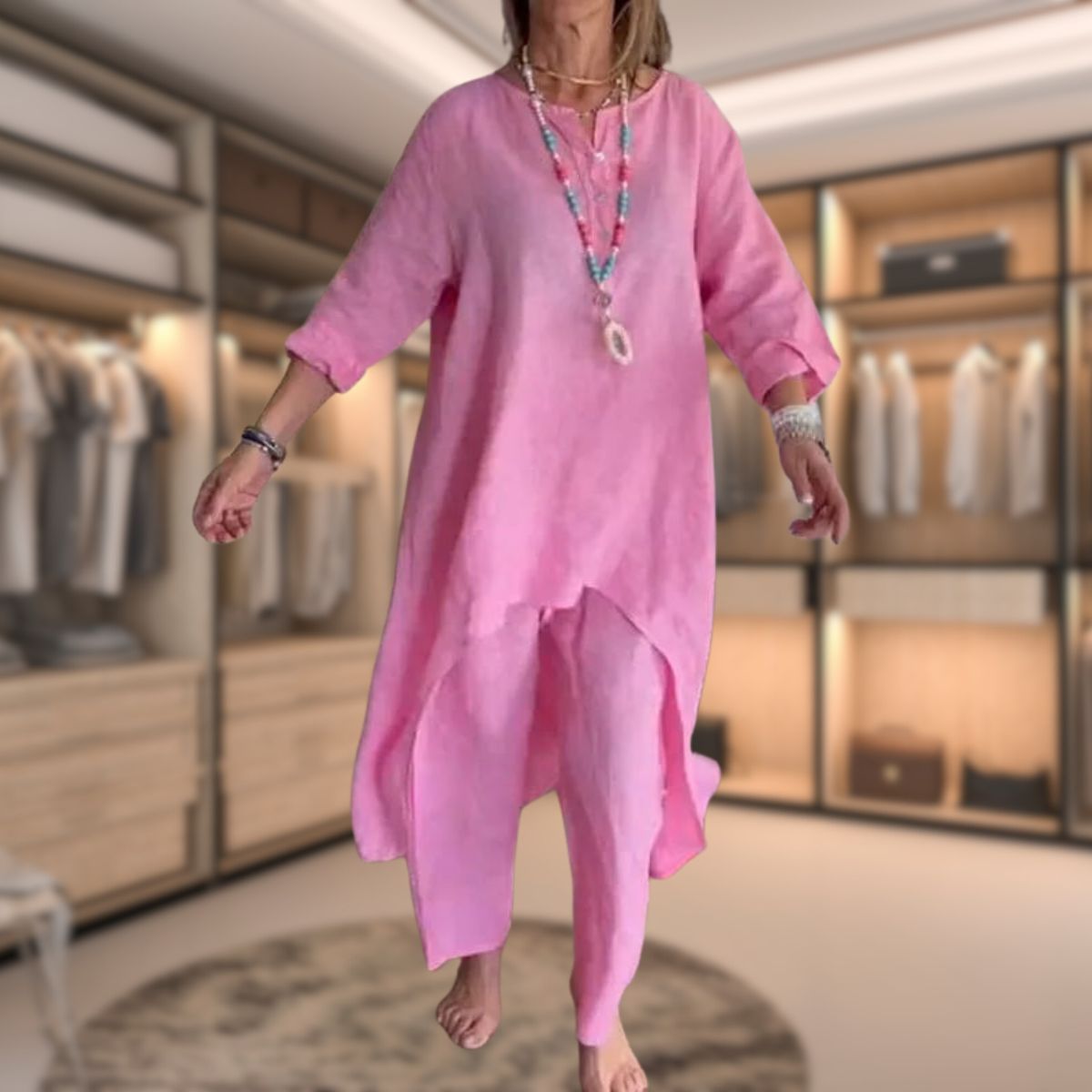 Ensemble femme deux pièces Marie – set confortable chic avec design patchwork