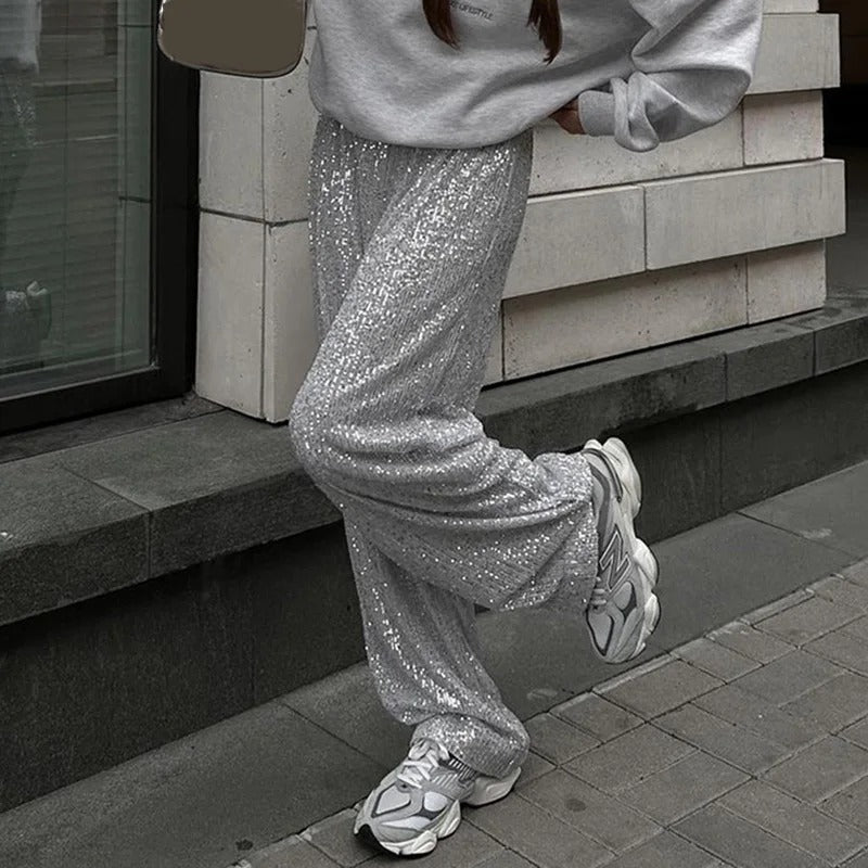 Pantalon Large Femme à Paillettes – Élégant, Chic & Parfait pour les Soirées