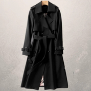 trench femme GURI – veste ceinturée cintrée à double boutonnage élégante