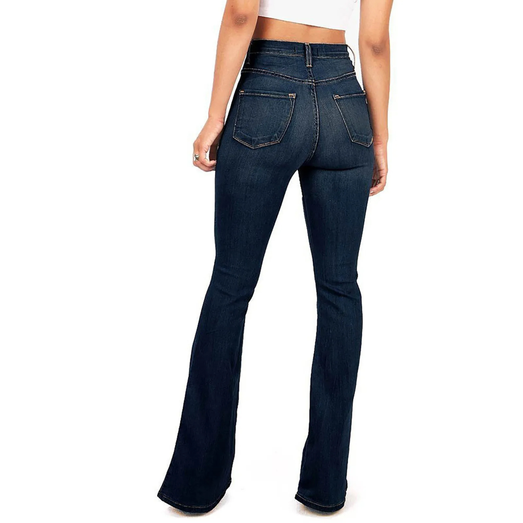 Jean flare taille haute stretch – coupe rétro bell-bottom élégante