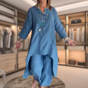 Ensemble femme deux pièces Marie – set confortable chic avec design patchwork