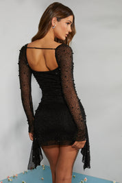 Robe femme Sofia perlée – Élégante robe de soirée à manches longues