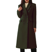 Manteau long en laine femme – Élégant manteau bordeaux à double boutonnage