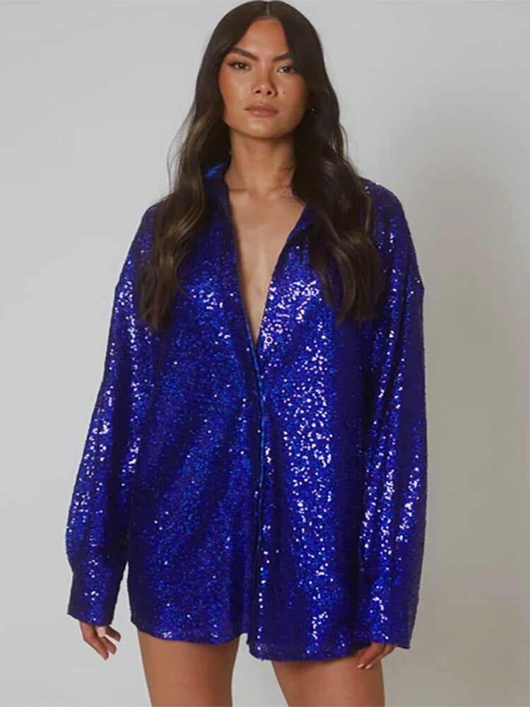 Blouse Femme GlitteryDress – Oversize Brillante & Tendance Confortable